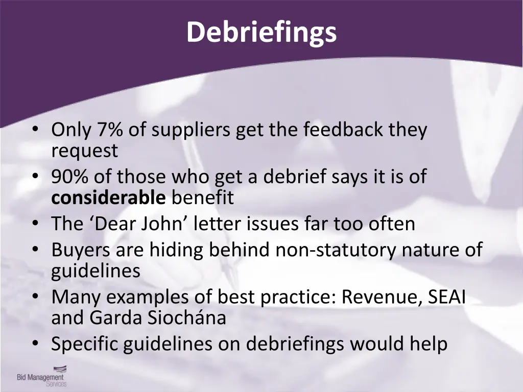 debriefings