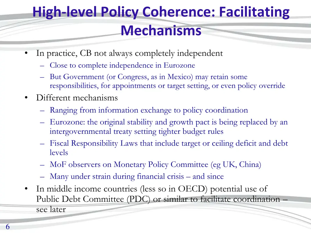 high level policy coherence facilitating