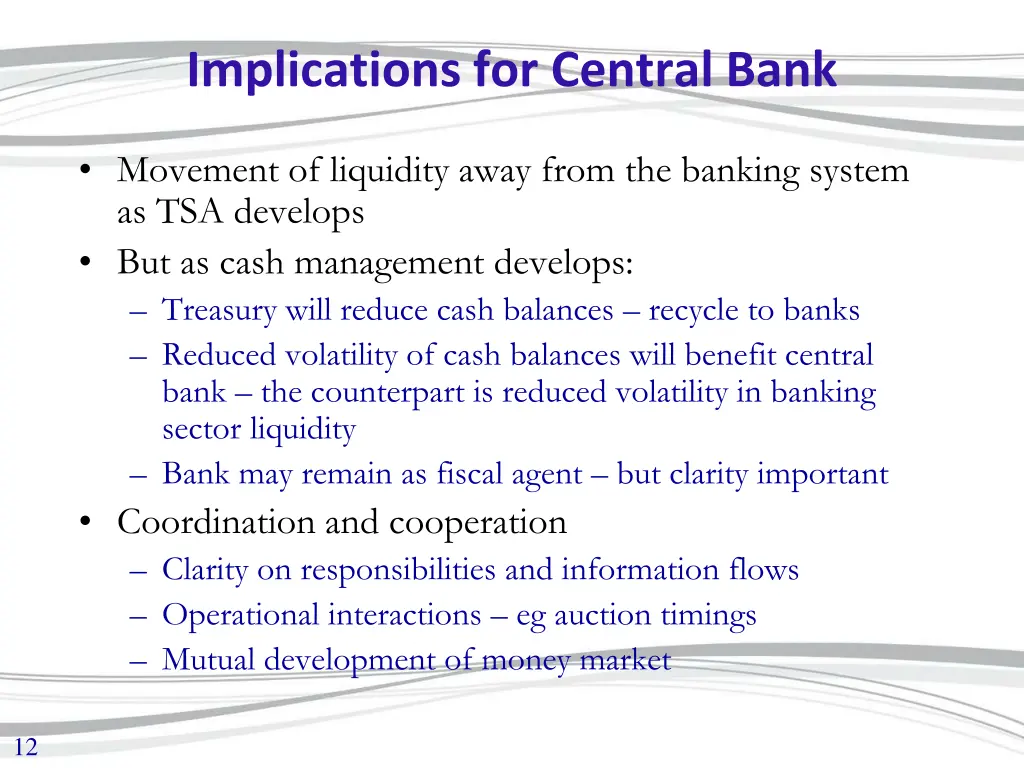 implications for central bank