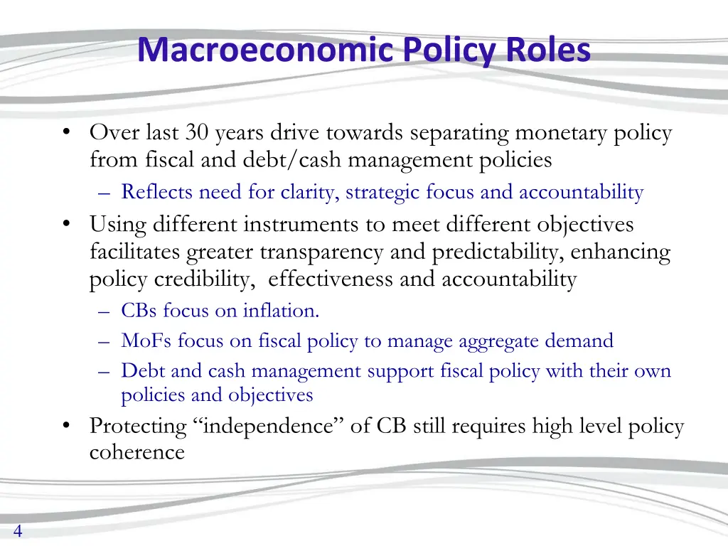 macroeconomic policy roles
