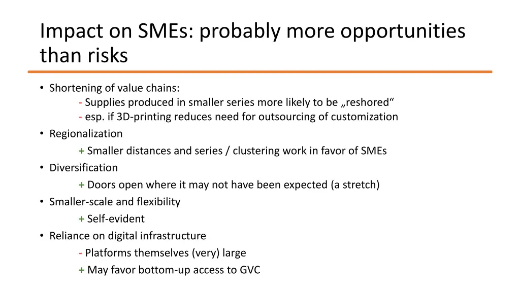 impact on smes probably more opportunities than
