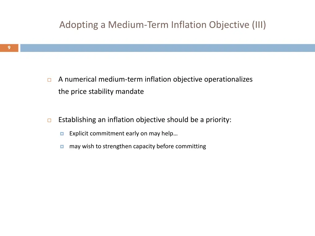 adopting a medium term inflation objective iii