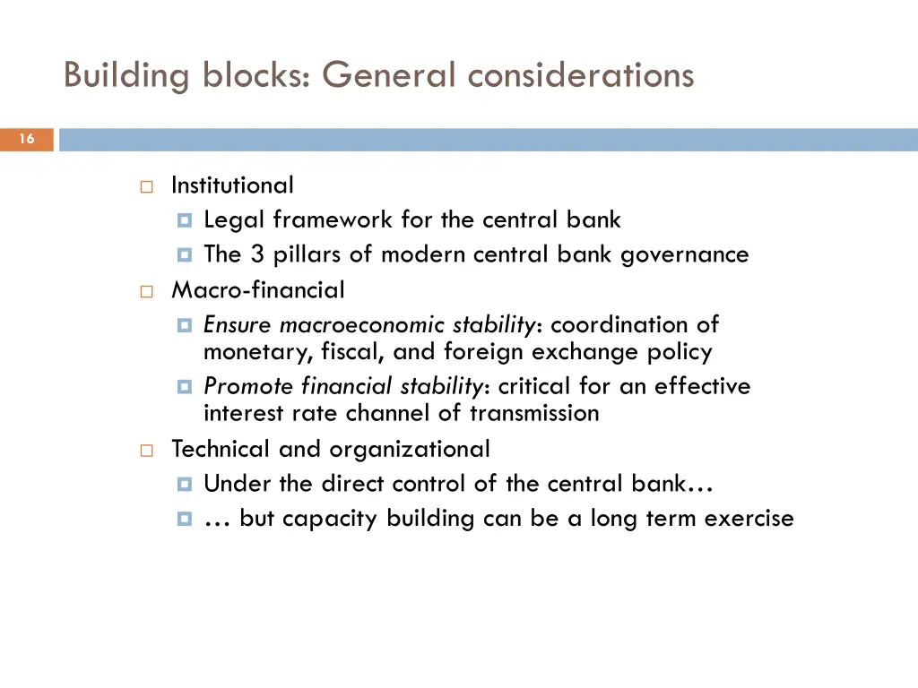 building blocks general considerations