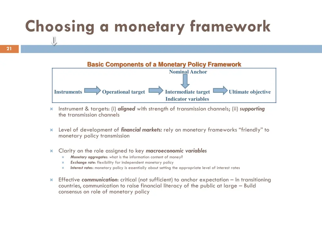 choosing a monetary framework
