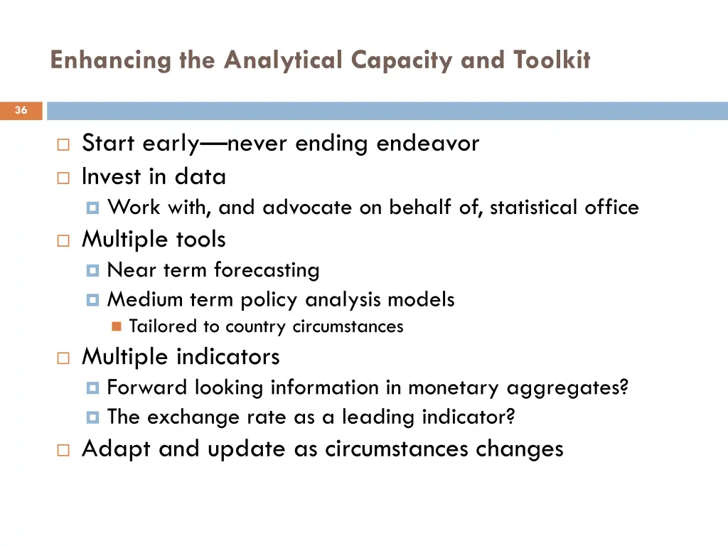 enhancing the analytical capacity and toolkit