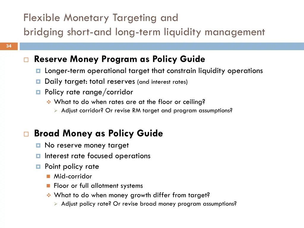 flexible monetary targeting and bridging short