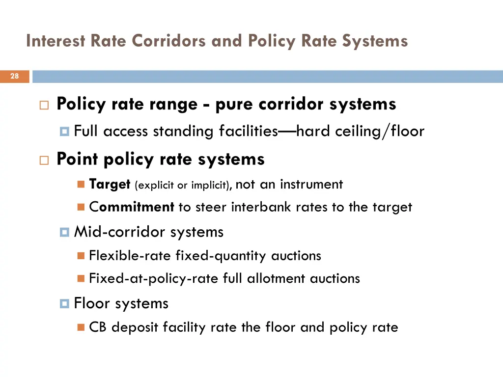 interest rate corridors and policy rate systems