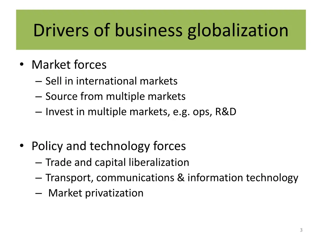 drivers of business globalization