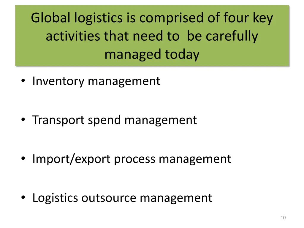 global logistics is comprised of four