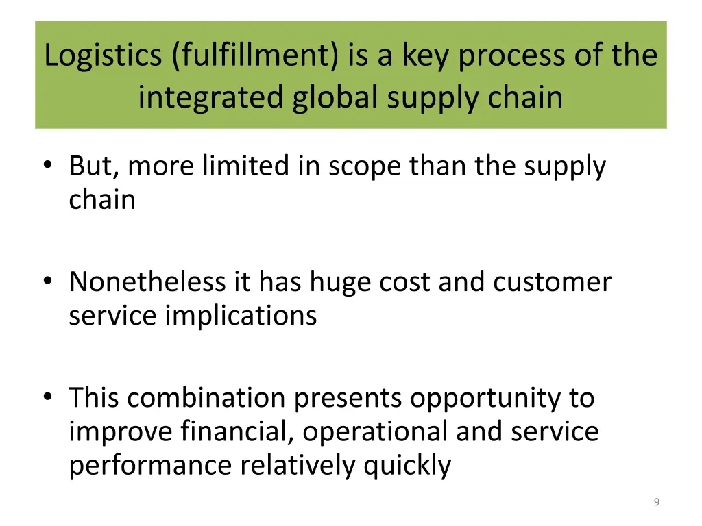 logistics fulfillment is a key process