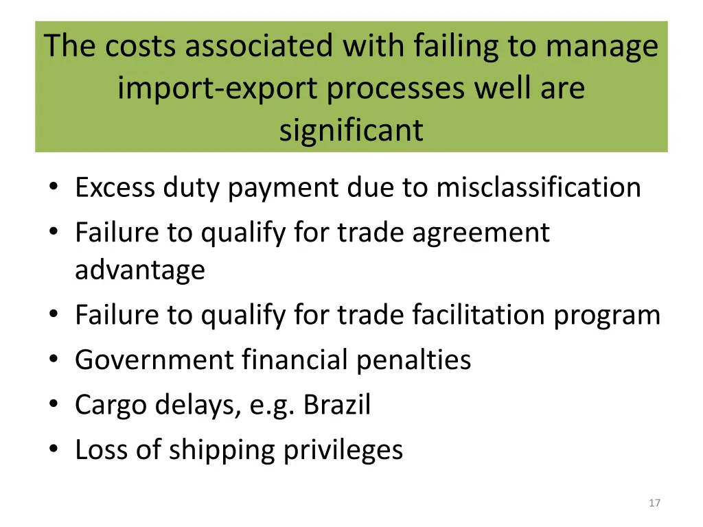 the costs associated with failing to manage
