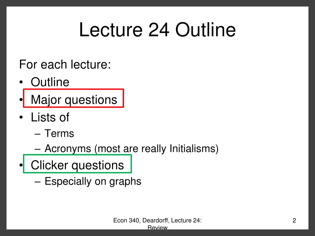 lecture 24 outline