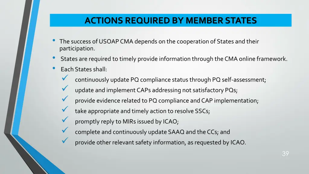 actions required by member states
