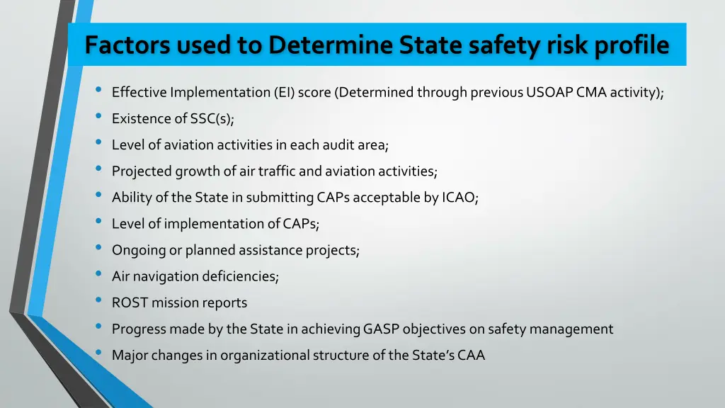 factors used to determine state safety risk