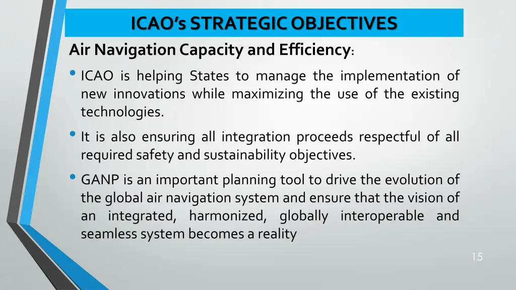 icao s strategic objectives air navigation