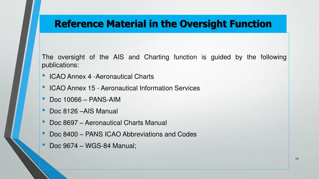 reference material in the oversight function