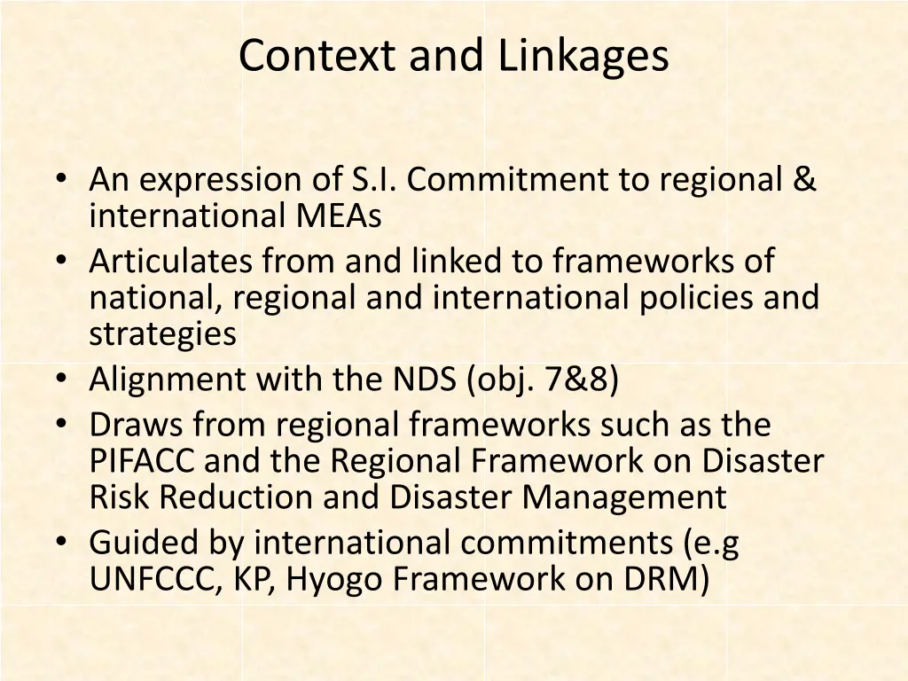context and linkages
