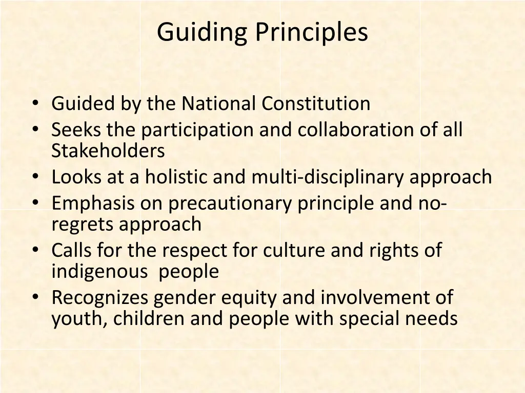 guiding principles