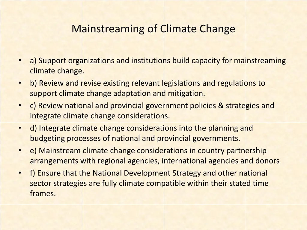 mainstreaming of climate change