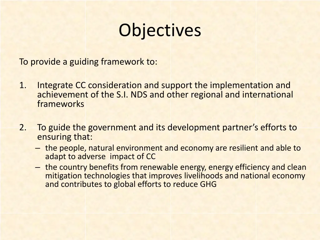 objectives