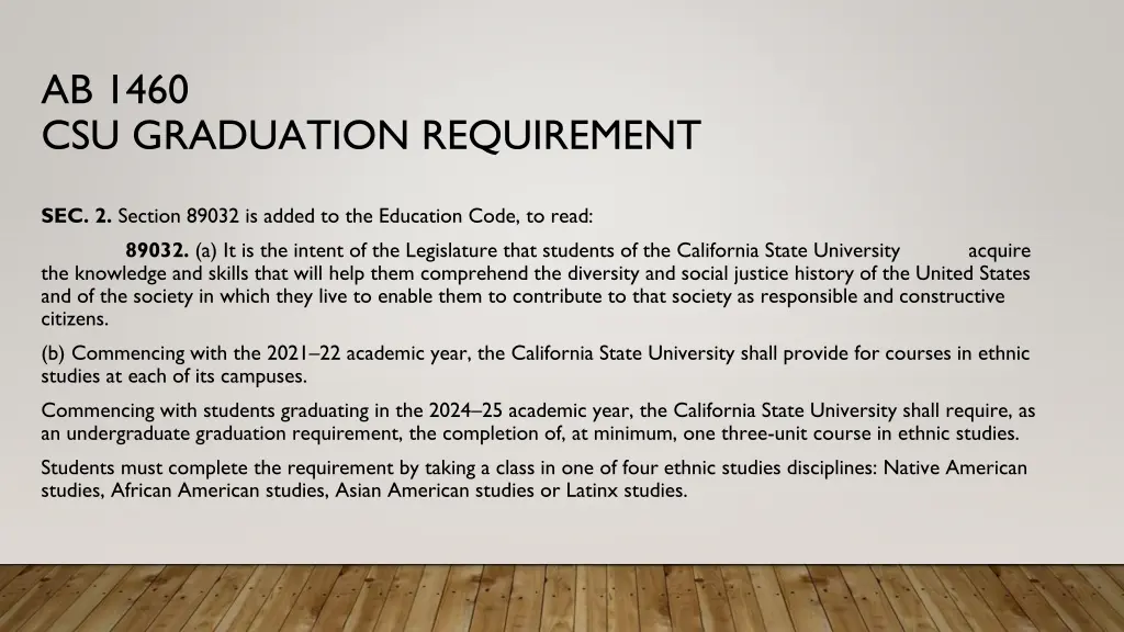 ab 1460 csu graduation requirement