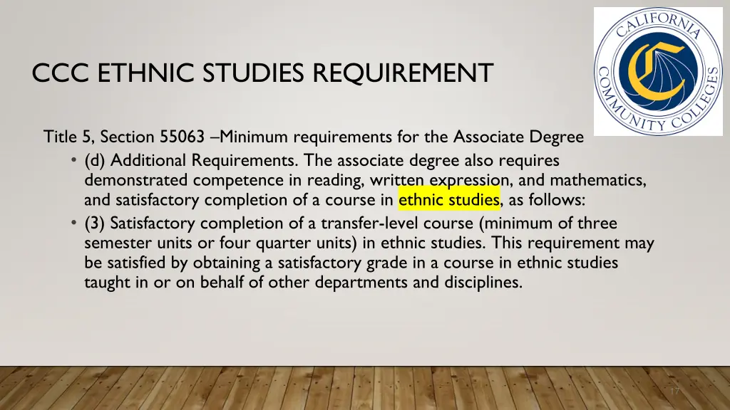 ccc ethnic studies requirement