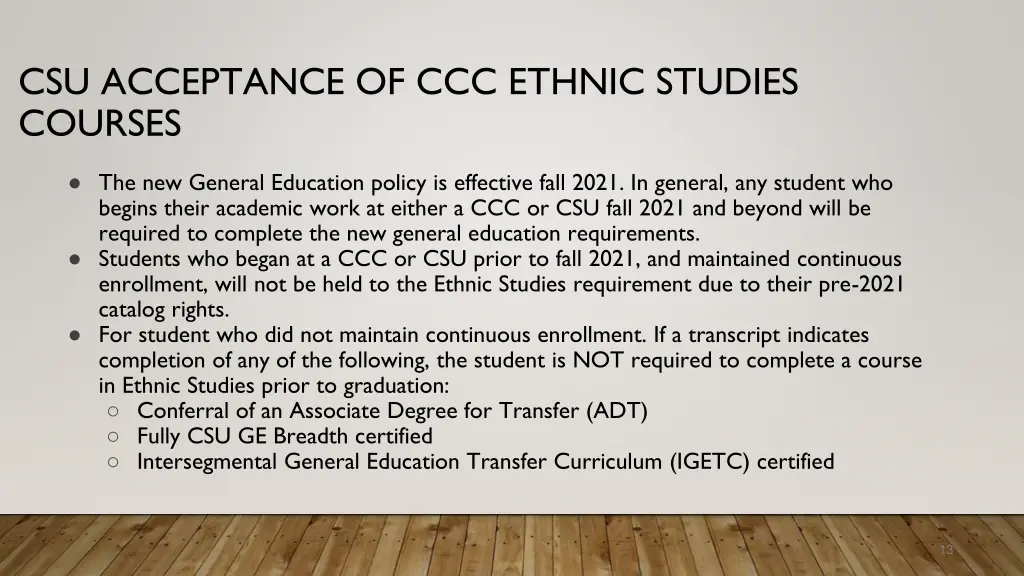 csu acceptance of ccc ethnic studies courses
