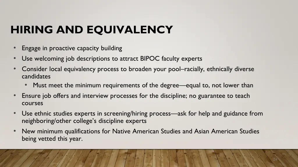 hiring and equivalency