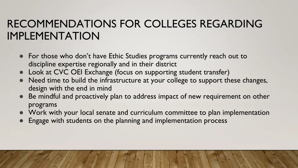 recommendations for colleges regarding