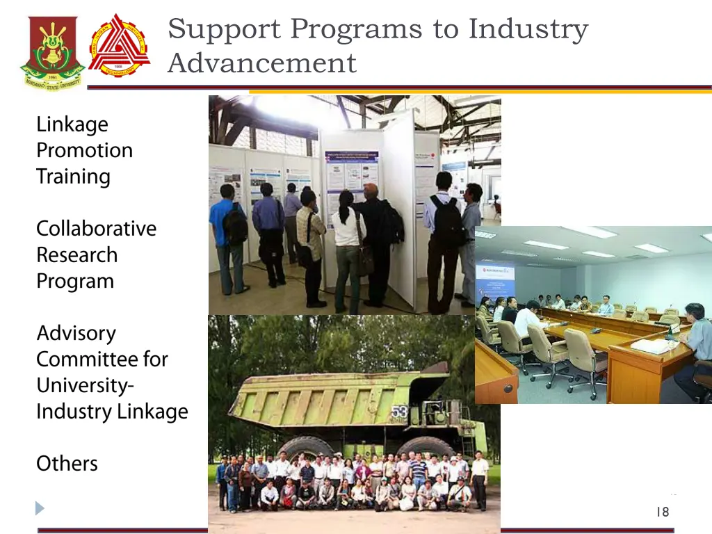 support programs to industry advancement