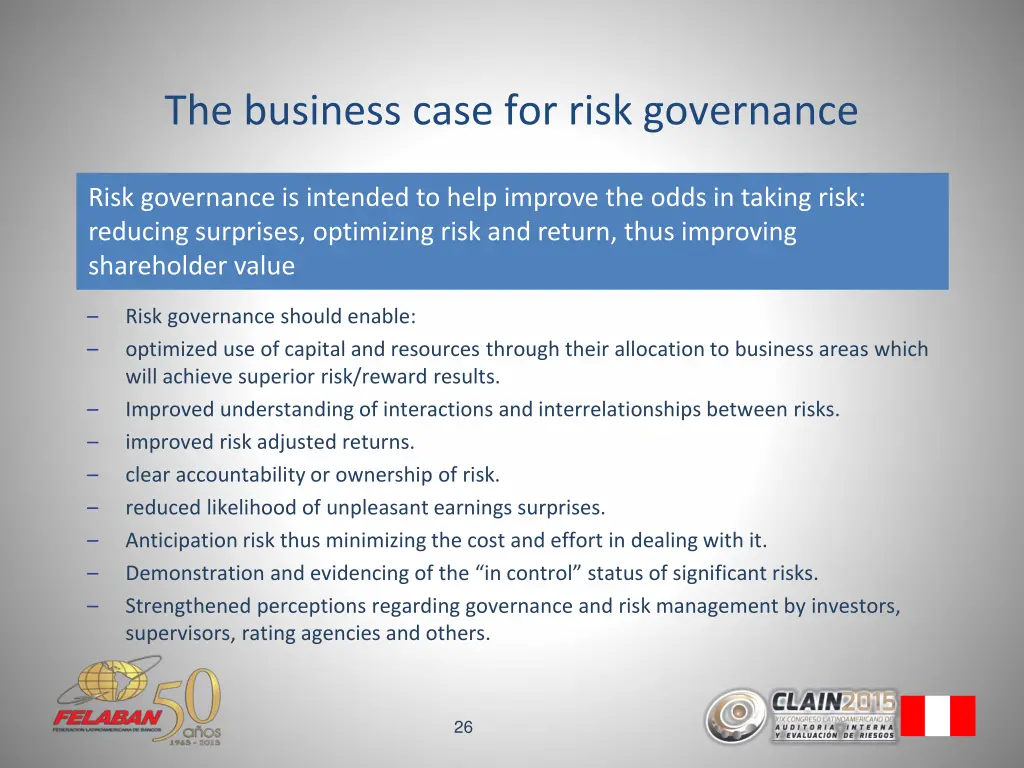 the business case for risk governance