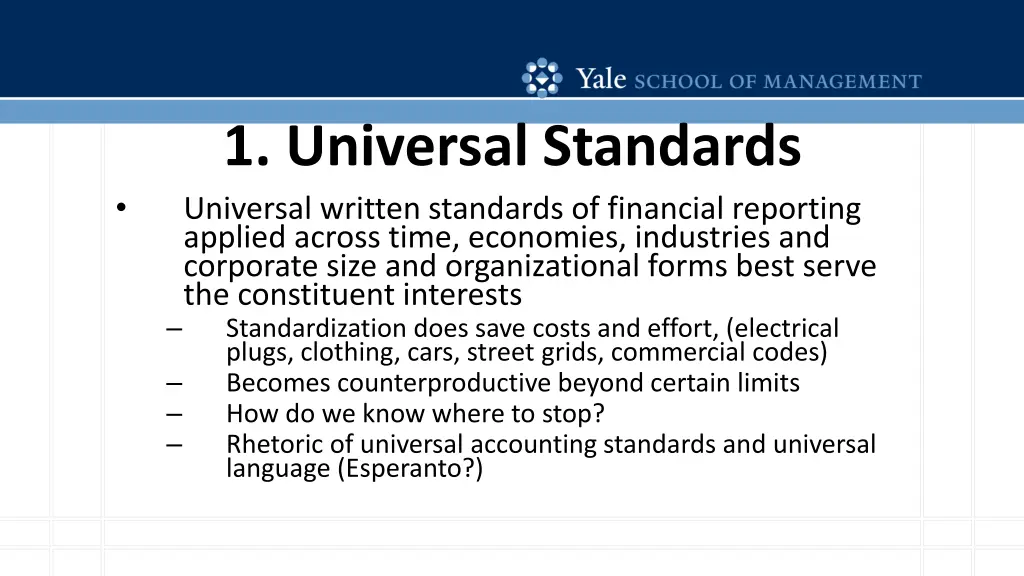 1 universal standards universal written standards