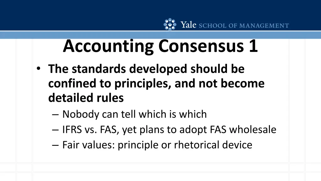 accounting consensus 1 the standards developed