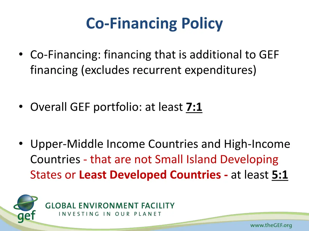 co financing policy