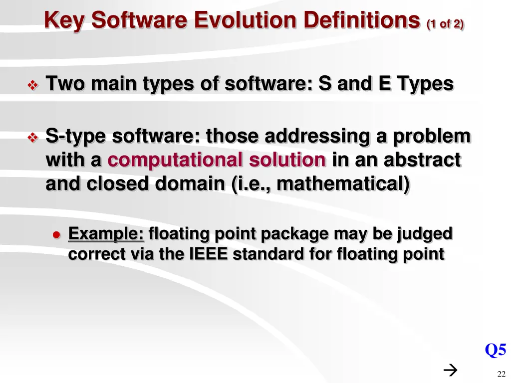key software evolution definitions 1 of 2