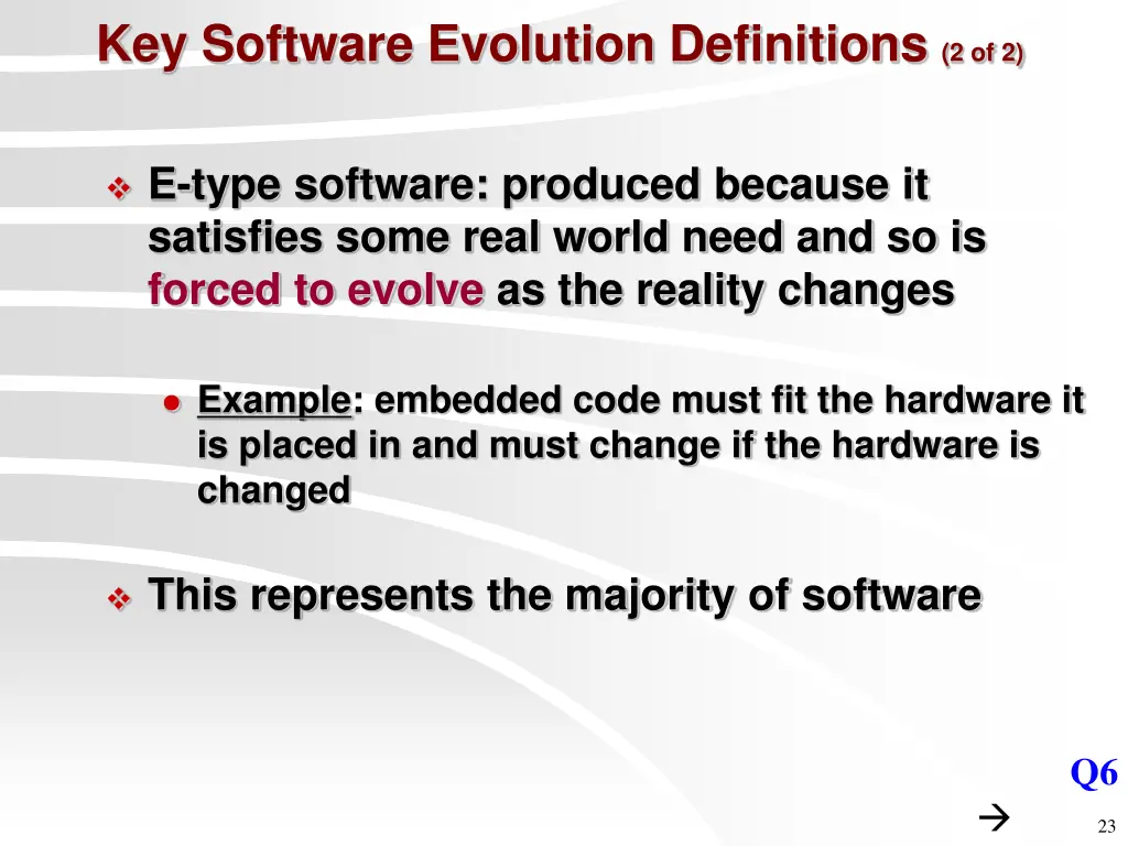 key software evolution definitions 2 of 2