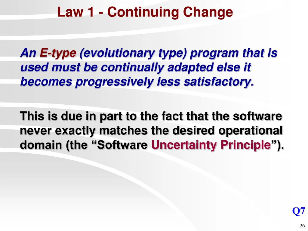 law 1 continuing change