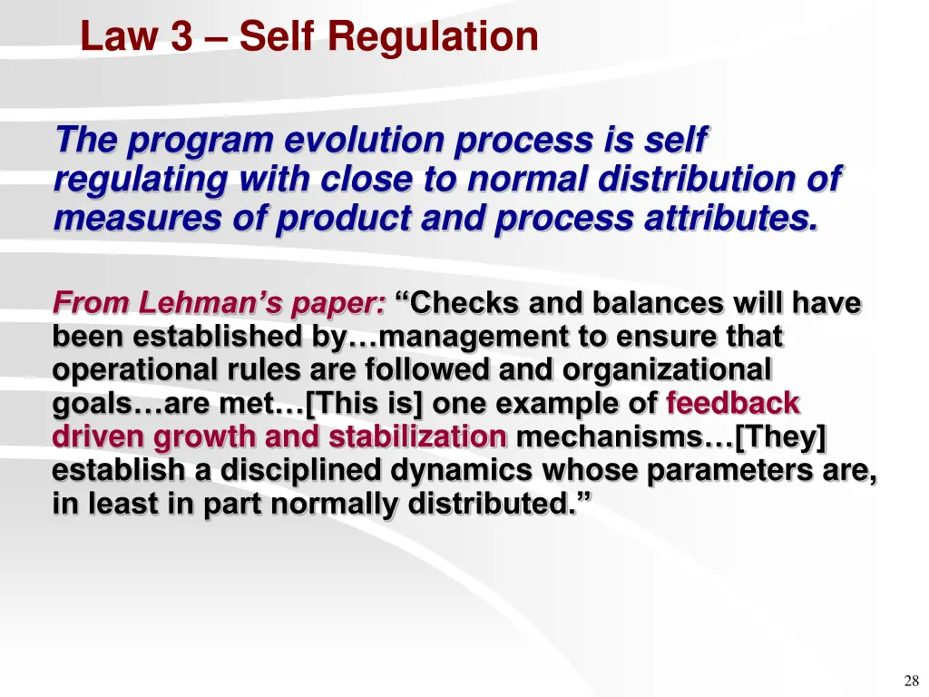 law 3 self regulation