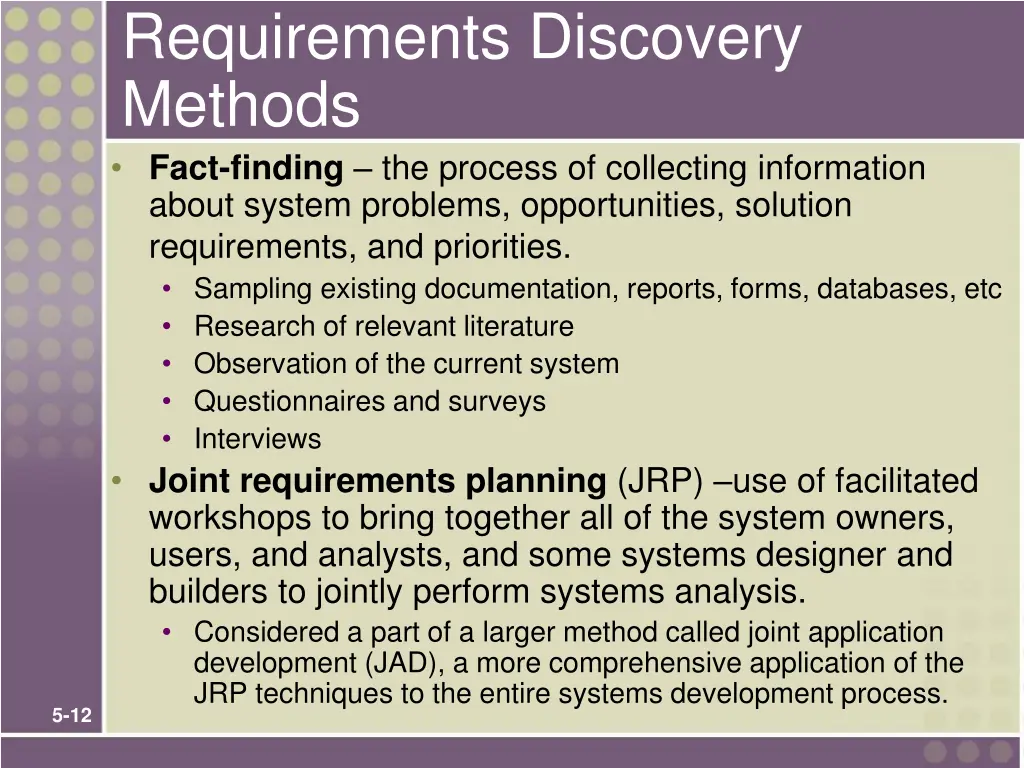 requirements discovery methods fact finding