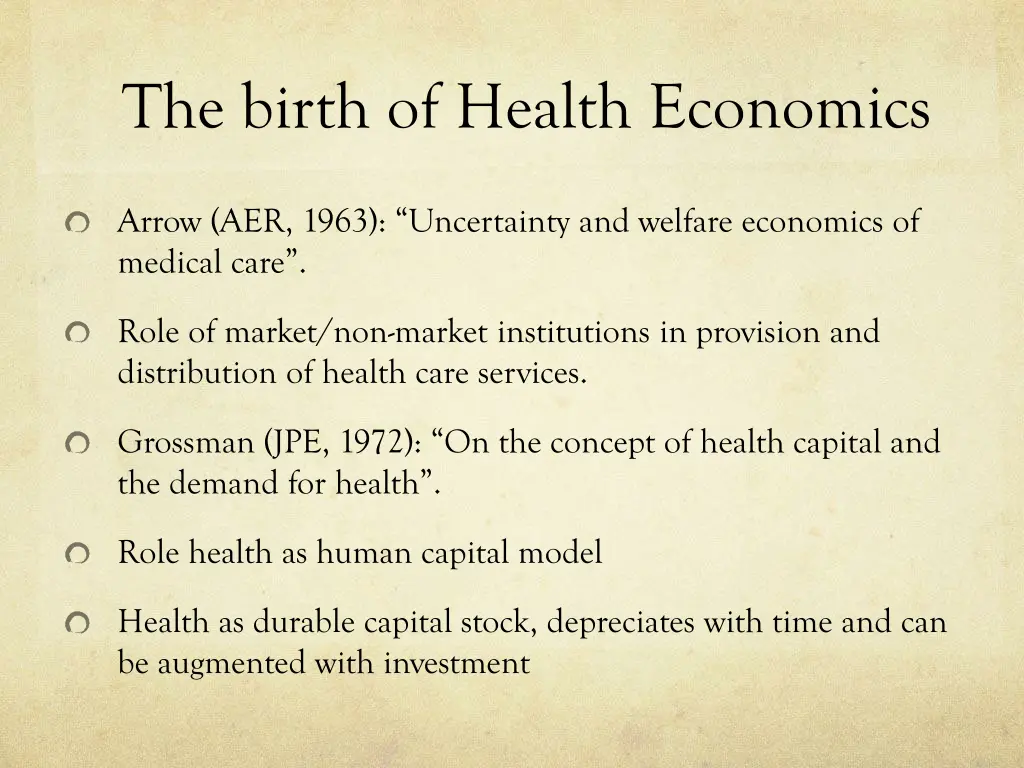 the birth of health economics