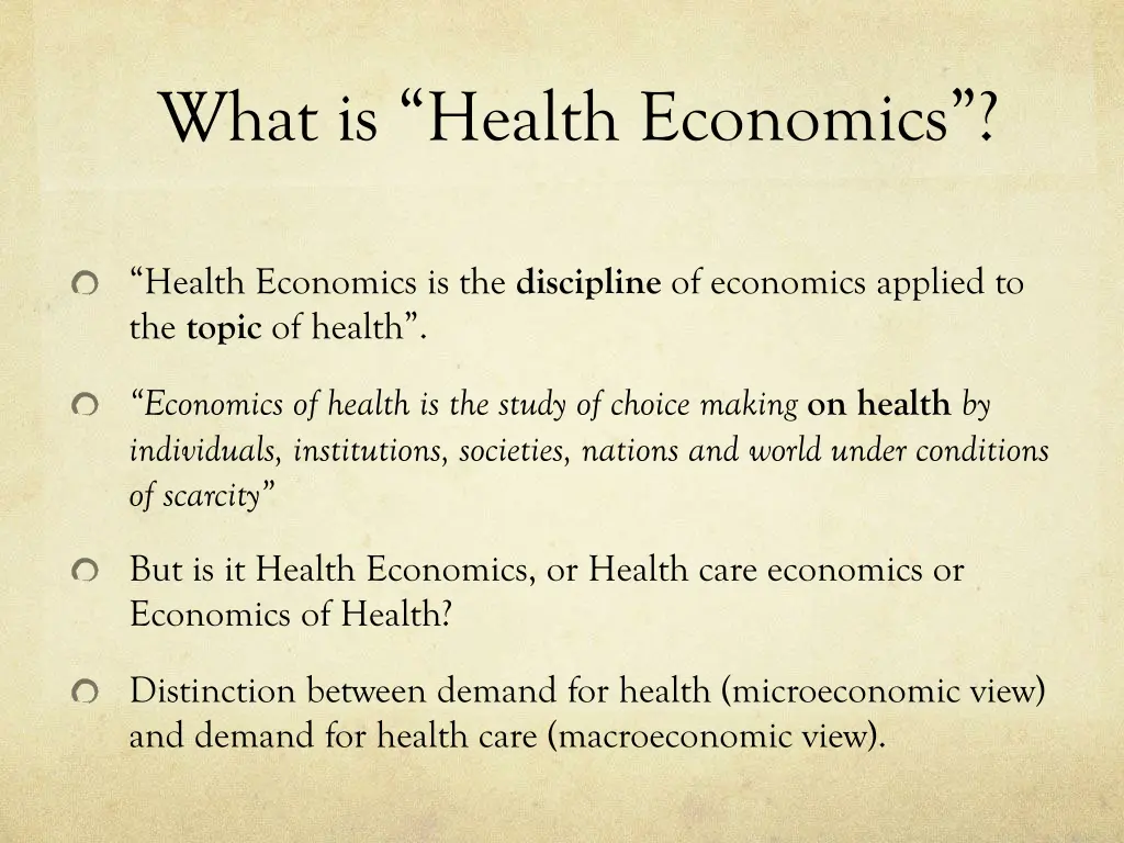 w hat is h ealth economics