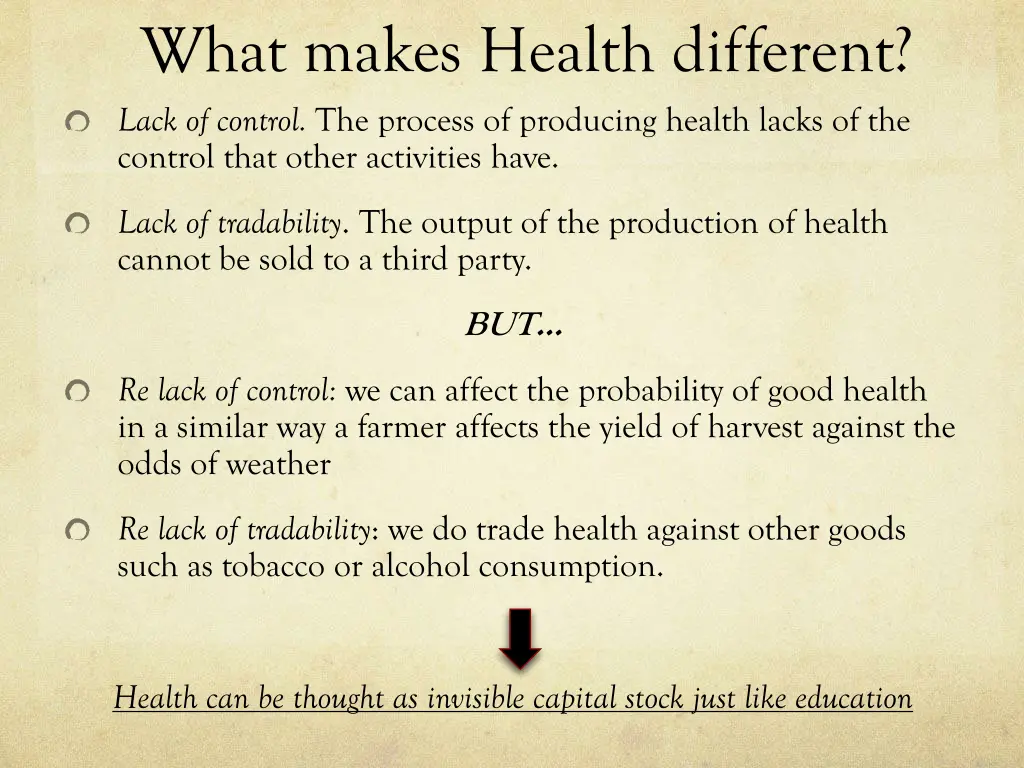 what makes health different lack of control