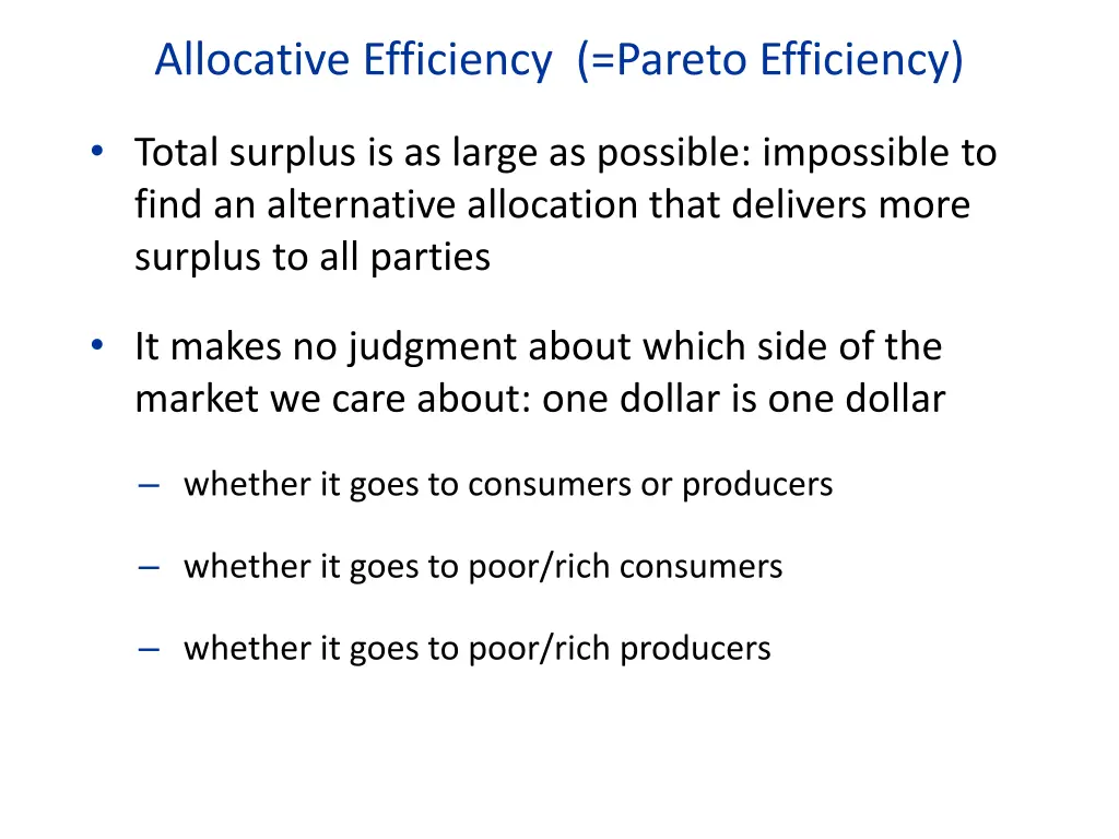 allocative efficiency pareto efficiency