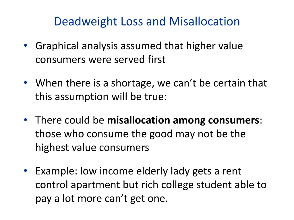 deadweight loss and misallocation