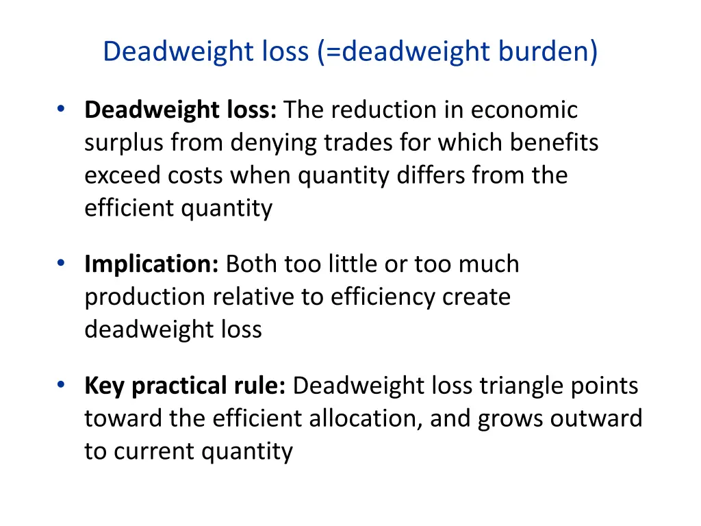 deadweight loss deadweight burden