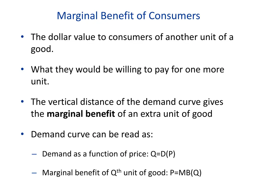marginal benefit of consumers