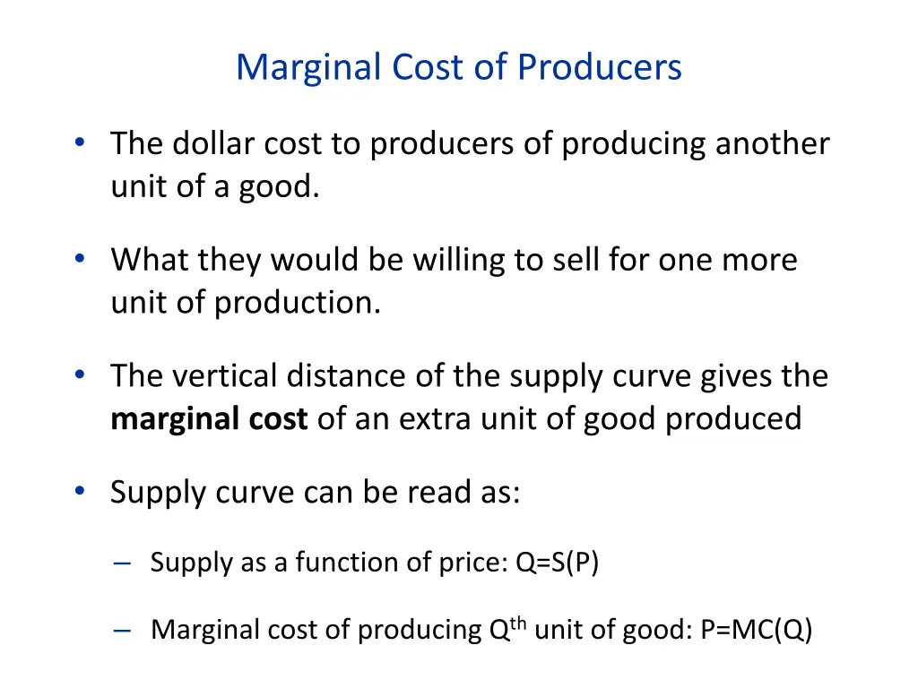 marginal cost of producers