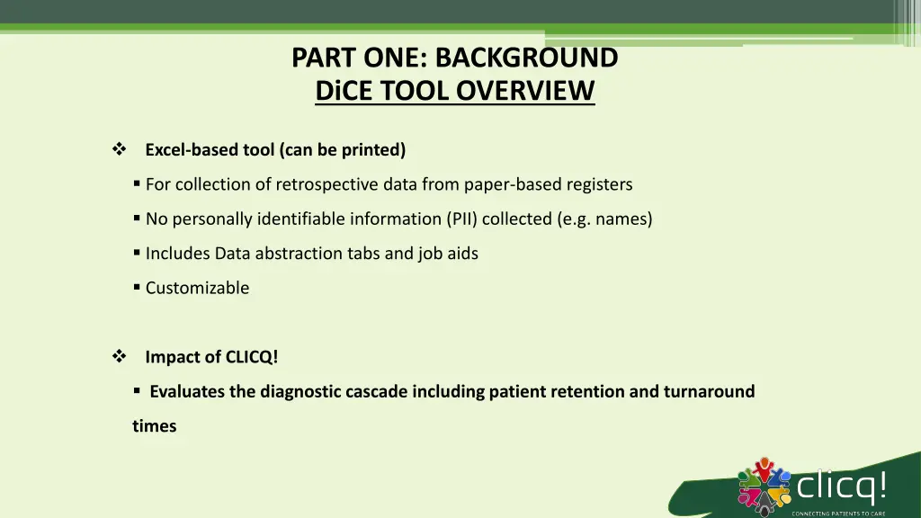 part one background dice tool overview