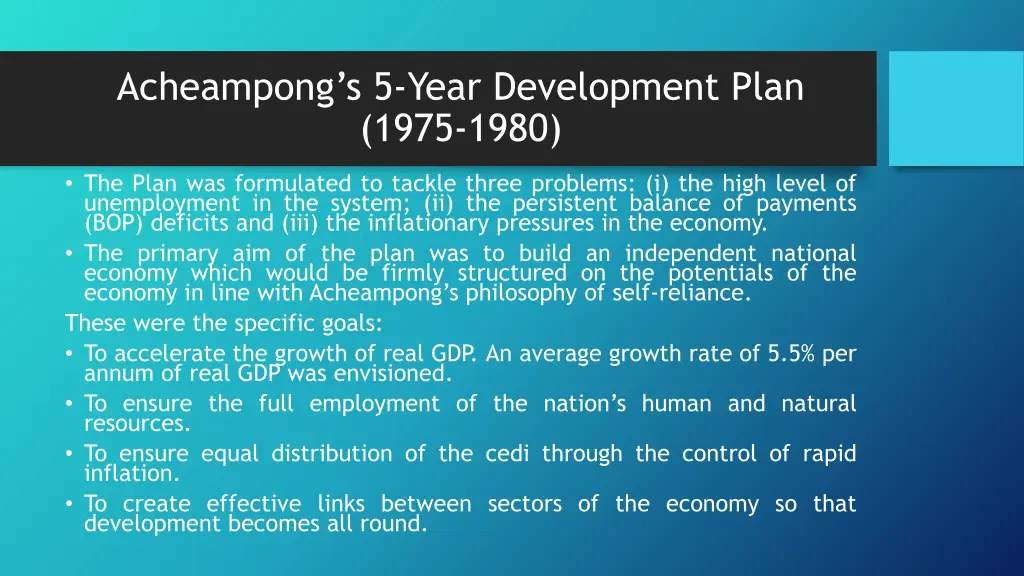 acheampong s 5 year development plan 1975 1980