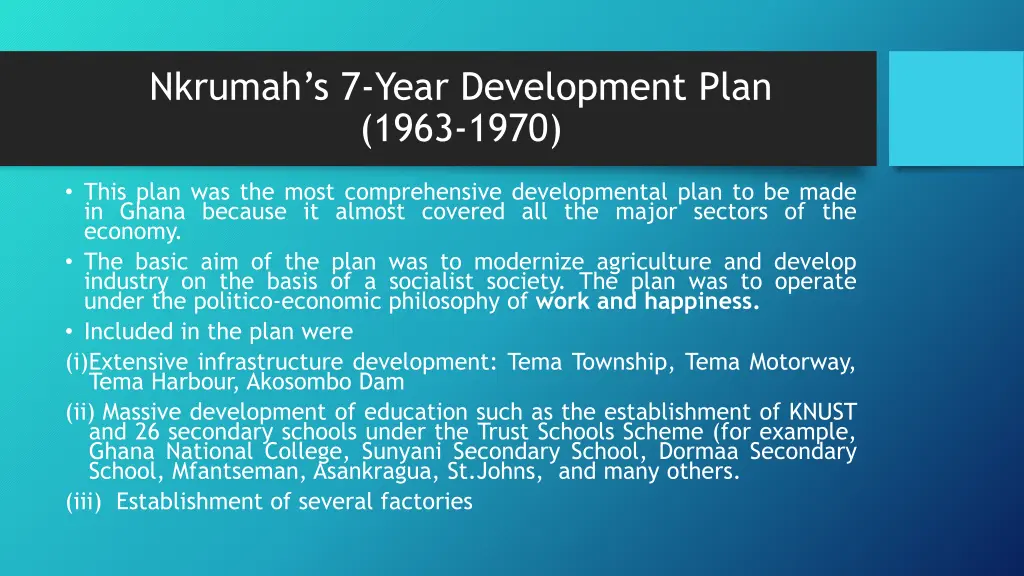 nkrumah s 7 year development plan 1963 1970